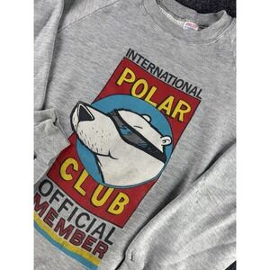 VTG 1987 Polar Club Sweatshirt Jerzees USA Made Graphic Crewneck L